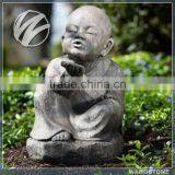Modern Little Monk With Hand Carved Stone Sculpture by Priestling Buddha Head Statue thumbnail-5