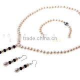 7-8 mm Round Wholesale Freshwater Pearls Necklace Earrings Bracelet Set thumbnail-1