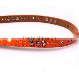 Fashion Rhinestone Decorated Pin Buckle Sex Girl Thin Orange PU Waist Belt thumbnail-6