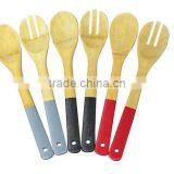 2017 Biodegradable Bamboo Kitchen Utensils With Colorful Handle