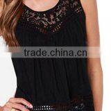 2015 Wholesale Low Price Sleeveless Sheer Lace Cutout Open Split Back See Through Top Vest Blouse thumbnail-6