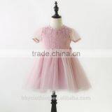 Lace Flower Ruffle Sleeve Back Bow Tie Dress Toddler Girl 2017 New Dress thumbnail-3