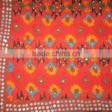 Deep Rust Orange PHULKARI GEORGETTE DUPATTA SHAWL, Sequin Hand Embroidery thumbnail-3