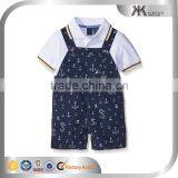 Little Boy's Clothes 2 Piece Plain Polo Top, Shortall Printing Pattern Romper, Boys Clothing thumbnail-2