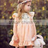 New Design Light Pink Cotton Dress Embroidery Bunny Dress Holiday Remark Cotton Dresses For Kids thumbnail-1