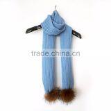 Myfur Fashion High Quality Cheap Knit Wool Felt Scarf With Fur Pom thumbnail-2