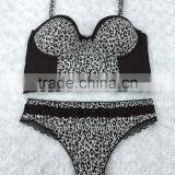 Mature Women Underwear Body Suit Corset Leopard Prints G-string Set OEM thumbnail-1