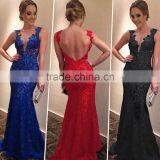 Fashion Deep V Neck Backless Maxi Long Dresses Lace Sexy Women Prom Dress for Sale thumbnail-1