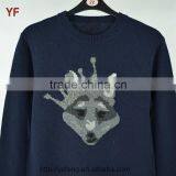 Deep Blue Cheap Intarsia Pullover Man' Sweater Design thumbnail-3