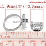 10PCs Silver Tone Adjustable Round Cabochon Setting Rings 15.9mm US 5.25 Ring Setting thumbnail-2
