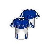 Blue / White Custom Football Jerseys Sportswear, Soccer Team Uniforms For Kids