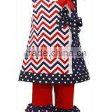 Factory Directly Sale Summer 2 Piece Sleeveless Swing Top & Pants Child Cloths Kids Wear for 4th of July