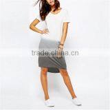 2016 Latest Model Fashion Printed Summer Two Tone Gradiente Longline Cotton Dress Wholesale thumbnail-1