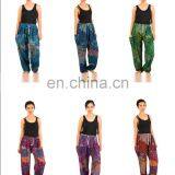 Colourful Peacock - Aladdin Drawstring Trousers Hippie Festival Boho Trouser Pants thumbnail-1