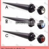 Fake UV Acrylic Black Taper With Gem, 16 Gauge ,fake Body Piercing Jewelry Ring thumbnail-1