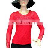 Autumn Wear Lace Long Sleeve O-neck Transparent Slim Shirt for Party&club Girl thumbnail-2