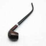 245mm Length Wooden Resin Medium Tobacco Pipe With Small Black Carving Head for Smoking thumbnail-3