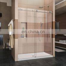 Glass Bathroom Shower Room Sliding Shower Barn Door With Hardware thumbnail-3
