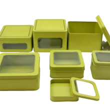 Square Best-seller Chocolate Tin Can With PET Window thumbnail-4