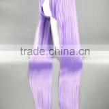High Quality 100cm Long Straight Gin Tama-Sarutobi Ayame Light Purple Synthetic Anime Wig Cosplay Hair Wig Party Wig thumbnail-4