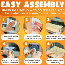 Solid Wood Seat & Strong Suction Cups Cat Window Bed & Furniture for Cat Hammock Inside Hanging Window Shelf Cat Window Peach thumbnail-5