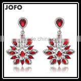 New Charm Fashion Crystal Rhinestone Water Drop Leaf Flower Dangle Drop Earrings thumbnail-1