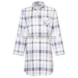 Wholesale Winter Long Sleeve 100% Cotton Checks Plaid Women Boy Friends Night Sleep Shirt