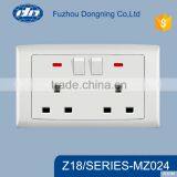 Double Electric Wall Switched and 6 Pin Socket With Light MZ024