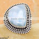 Dazzling Natural Stone Blue Larimar Vintage 925 Sterling Silver Men Ring Sz.9.25 thumbnail-2