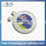 Promotional Round Shape Custom Metal Epoxy Silver Golf Ball Marker Holder