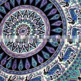 Large Elephant Mandala Round Roundie Wholesaler Indian Tapestry Table Cover Beach Throw Boho Roundie Round Mandala thumbnail-3
