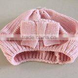 TYH015 Fashion Sweety Pink Knitted Hat With Bow-tie