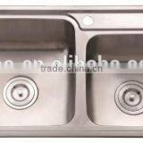 Top-Mount / Drop In Stainless Steel Double Bowl Kitchen Sink UC04 thumbnail-1