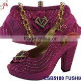 High Rough Heals Shoes and Bag Match Set With Stones Famous in European Style for Young Lady for Wedding /party thumbnail-1