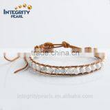 6mm Natural White Turquoise Wrap Bracelet, Korean Leather Bracelet, Infinity Leather Bracelet thumbnail-1