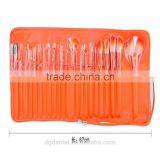 Professional Custom Logo Orange Makeup Cosmetic Brushes Set 24pcs With Orange PU Pouch thumbnail-4