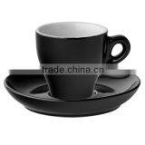 Beautiful China Black Color Glazed Logo Decal Artwork Design Printable Coffee Tea Cups and Saucers Sets thumbnail-4