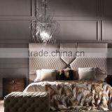 Italy New Classic Luxury Bedroom Furniture King Size Bed/ Elegant Beige Fabric Upholstery Top Quality Wedding Bed thumbnail-2