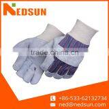High Quality Knitting Cuff Full Palm Protective Leather Glove for Working thumbnail-1