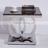 Modern Circl Base Marble Top Stainless Steel Base Side Table thumbnail-1