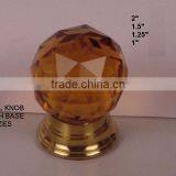 Glass Knob With Brass Base Available in All Colours thumbnail-1