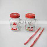 Offset Printing Surface Glass Mason Mug With Christmas Snowman Decal and Crown Cap thumbnail-4