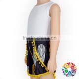 Kids Vintage Black White Feather Yellow Pom Pom Shorts thumbnail-3