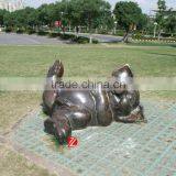 Funny Bronze Lying Small Pig Sculpture for Park Decor thumbnail-1