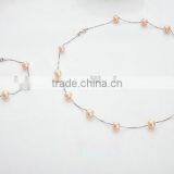 6-7 mm Pink Freshwater Pearl Necklace and Bracelet Sets thumbnail-1