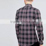 Custom Embroidered Logo Long Sleeve Button Down Collar Mens 100% Cotton Heavyweight Flannel Check Print Slim Fit Casual Shirts thumbnail-2