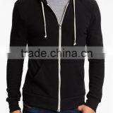 Mens 100% Cotton Pocket Customized Wholesale Plain Black Hoodie thumbnail-2