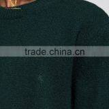 Men Pure Cashmere Green Knitted Jumpers Crew Neck Emboridery Sweaters thumbnail-5