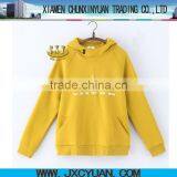 High Quality Hot Sale Bulk Cotton Yellow Women Pullover Hooded Jacket Printed thumbnail-1