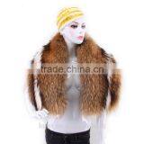 Women's Real Fox Fur Shawl Knitted Fox Fur Pashmina With Pocket Warm Women Scarf thumbnail-2